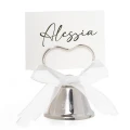 12 pz Campanelle Tirabaci Matrimonio Argento Segnaposto con Cartoncini e Nastro