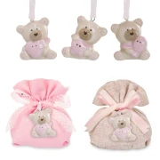 Bomboniera Battesimo bimba ciondolo orso in ceramica