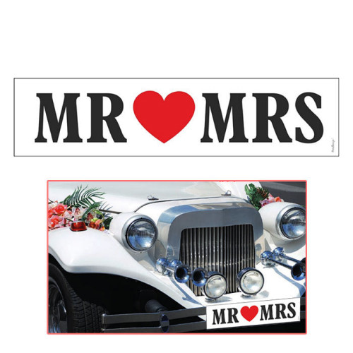 targa per decorare auto sposi matrimonio con scritta "mr and mrs"