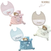 Kit 2 pz Orsetto Doudou + bavaglio ricamabile