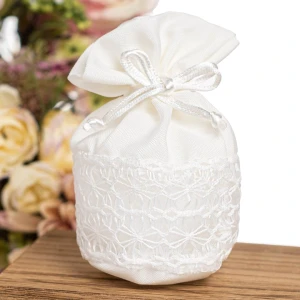 Bomboniere 2026 Linea Classic Pizzo Sacchettino Palla Portaconfetti Bianchi