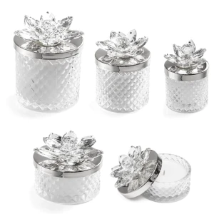 Bomboniere 2027 Candele Diamond Argento con fiore in Cristallo - Alta Qualità