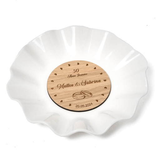 Bomboniere Nozze d'Oro originali piatto svuota-tasche con incisione personalizzata