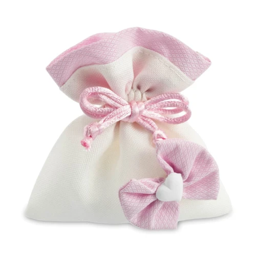 Sacchettino Porta-Confetti Piatto in tessuto Fiocco Rosa o Celeste