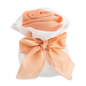 ULTIMI PEZZI 60 Sacchettini portaconfetti Eleganti con Rosa e Fiocco Pesca 11 cm PREZZO PER TUTTI
