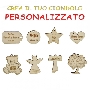 ciondoli legno bomboniere personalizzati