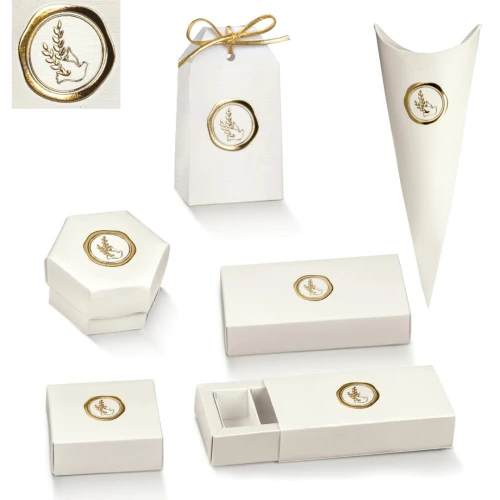 Scatoline portaconfetti Cresima stile ceralacca con colomba oro