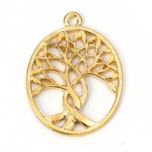 ciondolo albero della vita per bomboniere  ovale colore Oro