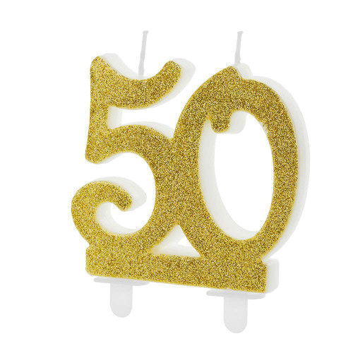 Candele numero 50 oro per compleanno o nozze d'oro