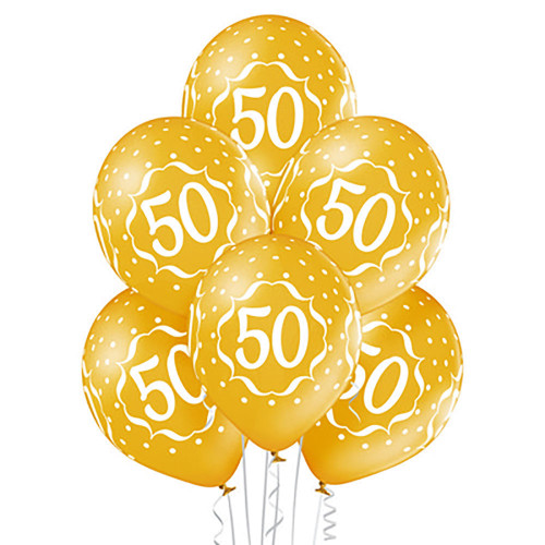 Palloncini numero 50 Nozze d'oro - confezione 6 pezzi