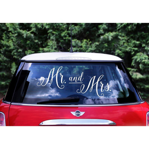 Adesivo per decorare auto sposi "Mr & Mrs"