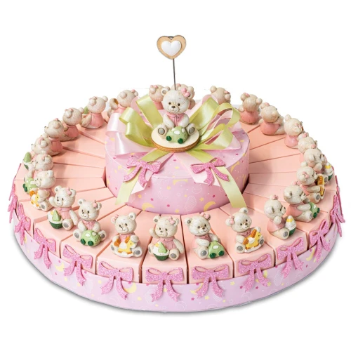 Torta Bomboniere per Bimba 24 Fette orsetto rosa