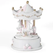 Bomboniere Battesimo e Nascita Bimba 2027 Carillon Carosello Giostra cavallini rosa