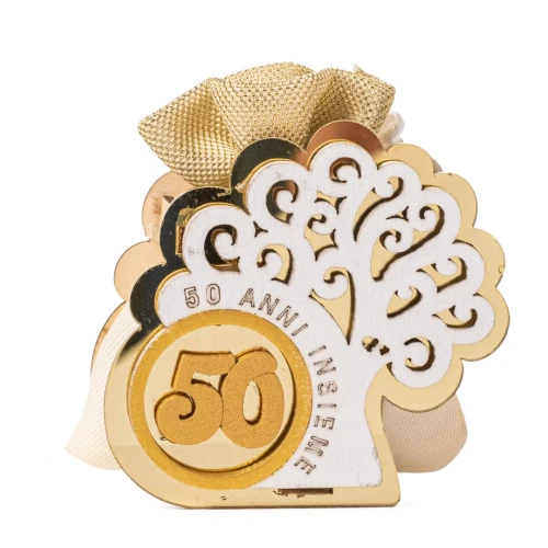 Bomboniere Nozze d\'Oro 2025 Linea Eternal Scatolina in legno e plex portaconfetti con albero della vita