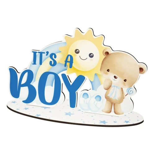 Decorazione da tavolo per Baby Shower Nascita Maschio Celeste con Orsetto