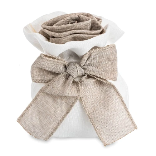 ULTIMI PEZZI 35 Sacchettini portaconfetti Eleganti con Rosa e Fiocco Tortora 11 cm PREZZO PER TUTTI