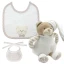Kit regalo 3 pz Orsetto sonaglio + Bavaglio + bavaglino ricamabile