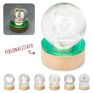 Bomboniere 2026 Nozze di Smeraldo Sfera LED Delfini innamorati personalizzabile