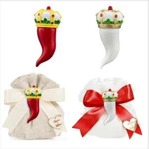 Bomboniere 2026 Magnete Cornetto portafortuna colorato con corona