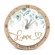 Bomboniere Tema Eucalipto con foglioline e scritta love Orologio Personalizzato