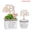 Bomboniera Vaso in cemento Porta Piante con albero e frasi