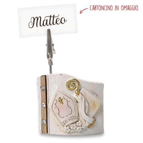 Segnaposto Cresima con clip e cartoncino