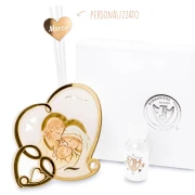 Bomboniere 2027 Icona Profumatore Personalizzabile a forma di cuore con sacra famiglia in resina