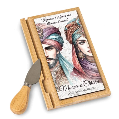 Bomboniere Personalizzate Tagliere con coltellino Tema Teste di Moro
