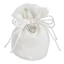 Sacchettini portaconfetti Elegante in tessuto bianco con Ciondolo Cuore Love