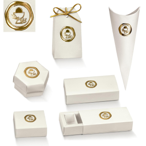 Scatoline portaconfetti Comunione stile ceralacca con calice oro