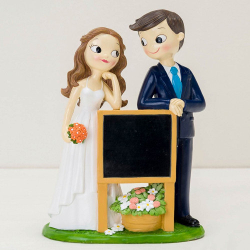 Cake Topper Sposi con Lavagna Personalizzabile