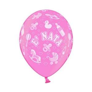 Palloncini Rosa "é Nata" - confezione 10 pezzi