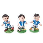 Ultimi 13 pezzi Bomboniere tema calcio Statuina Calciatore bianco e azzurro