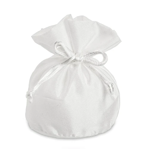 ULTIMI PEZZI 70 Sacchettino Piatto portaconfetti Elegante in tessuto bianco 10x12 cm PREZZO PER TUTTI