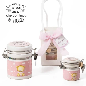 ⚡ OFFERTISSIMA Bomboniere Battesimo e Nascita 2027 Linea Baby Box Barattolino Orsetto Rosa con frase