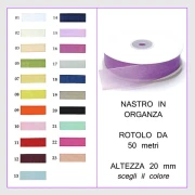 nastro in organza 20 mm rotolo da 50 mt