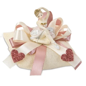 Bomboniere Comunione Ballerina Seduta su cuscino cipria
