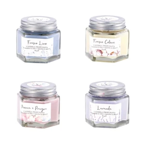 Candele profumate in barattolo di vetro con coperchio in alluminio