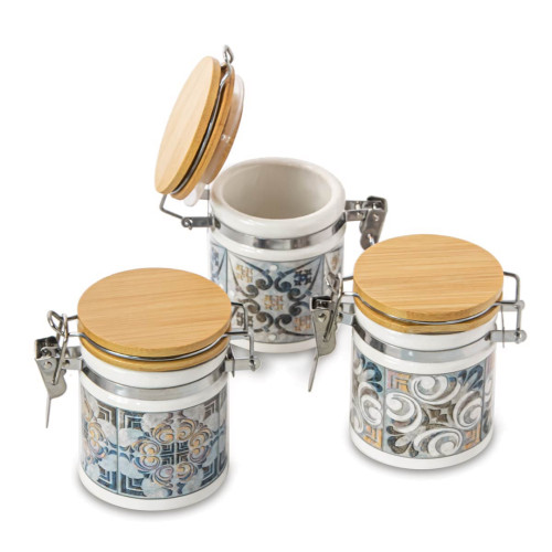 Bomboniere Barattoli Ermetici e Zuccheriere in porcellana decorata e legno