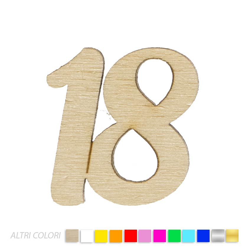 Portaconfetti 18 anni realizzato in legno assortito in 6 colori -  MilleMotivi