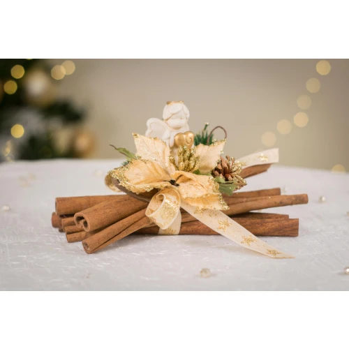 Idea Regalo Natale - Composizione di cannella con angelo e decoro