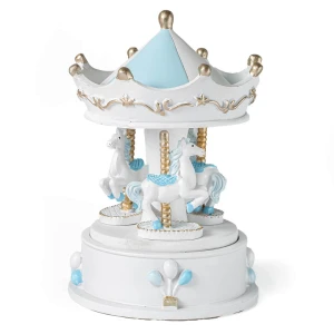 Bomboniere Battesimo e Nascita Bimbo 2026 Carillon Carosello Giostra cavallini celeste