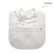 Bavaglio orsetto bianco e brillantini con tela ricamabile
