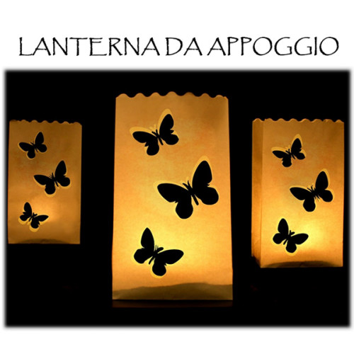 10 lanterne farfalla da appoggio con candela