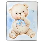 Bomboniere Battesimo e Nascita Maschio 2026 Quadro orsetto con effetto pietra luminosa in rilievo personalizzabile