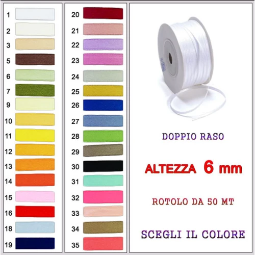 nastro in raso 6mm rotolo da 50mt