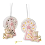 Ultimi 21 pezzi Bomboniera Battesimo e Nascita Diffusore Led Orso Rosa in porcellana