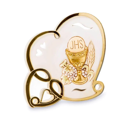 Bomboniere 2026 Icona Comunione forma di cuore con calice in resina