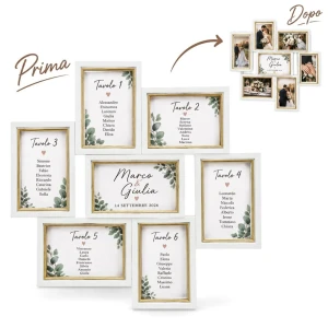 Tableau 8 tavoli e Portafoto doppio uso – ideale per Matrimonio e ogni cerimonia