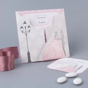 Partecipazione Nozze Originale Sposi su tema rosa - London